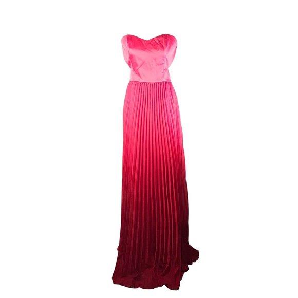 Lulu's Moment in Time Red Strapless Sweetheart Neck Accordion Maxi Dress Sz L - Picture 5 of 11